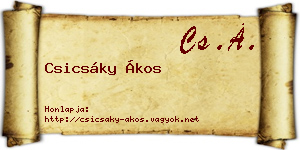 Csicsáky Ákos névjegykártya